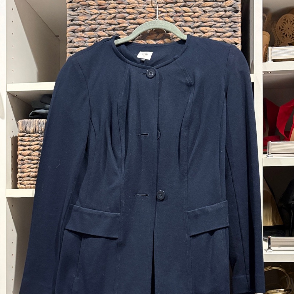 Women's Navy Tailored Button Jacket